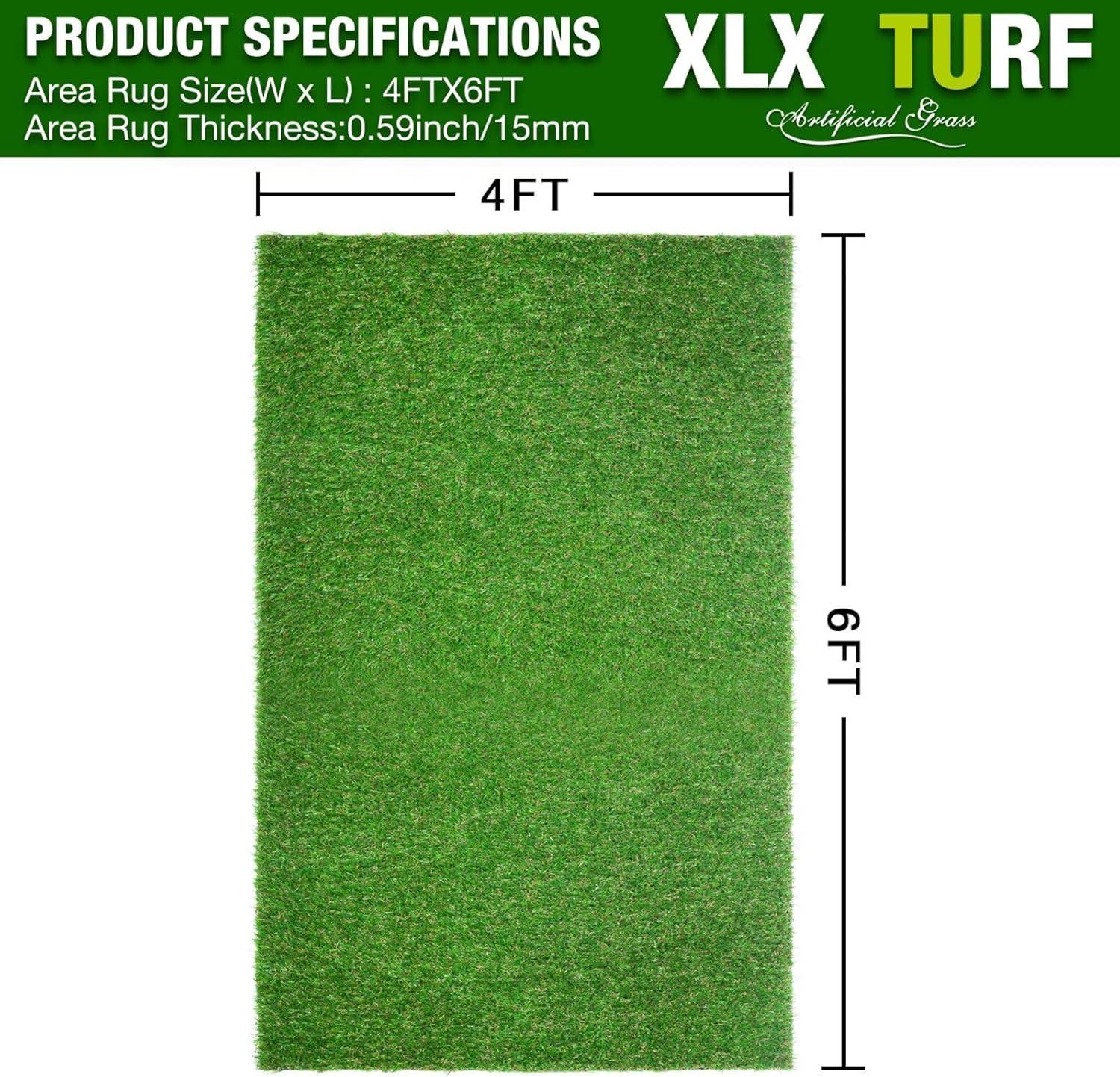 imageXLX TURF Artificial Grass Outdoor Turf Rug  4FT X 6FT High Density Realistic Fake Grass Carpet for Patio Balcony Indoor Flooring Decor 15mm06inch Low Pile Height