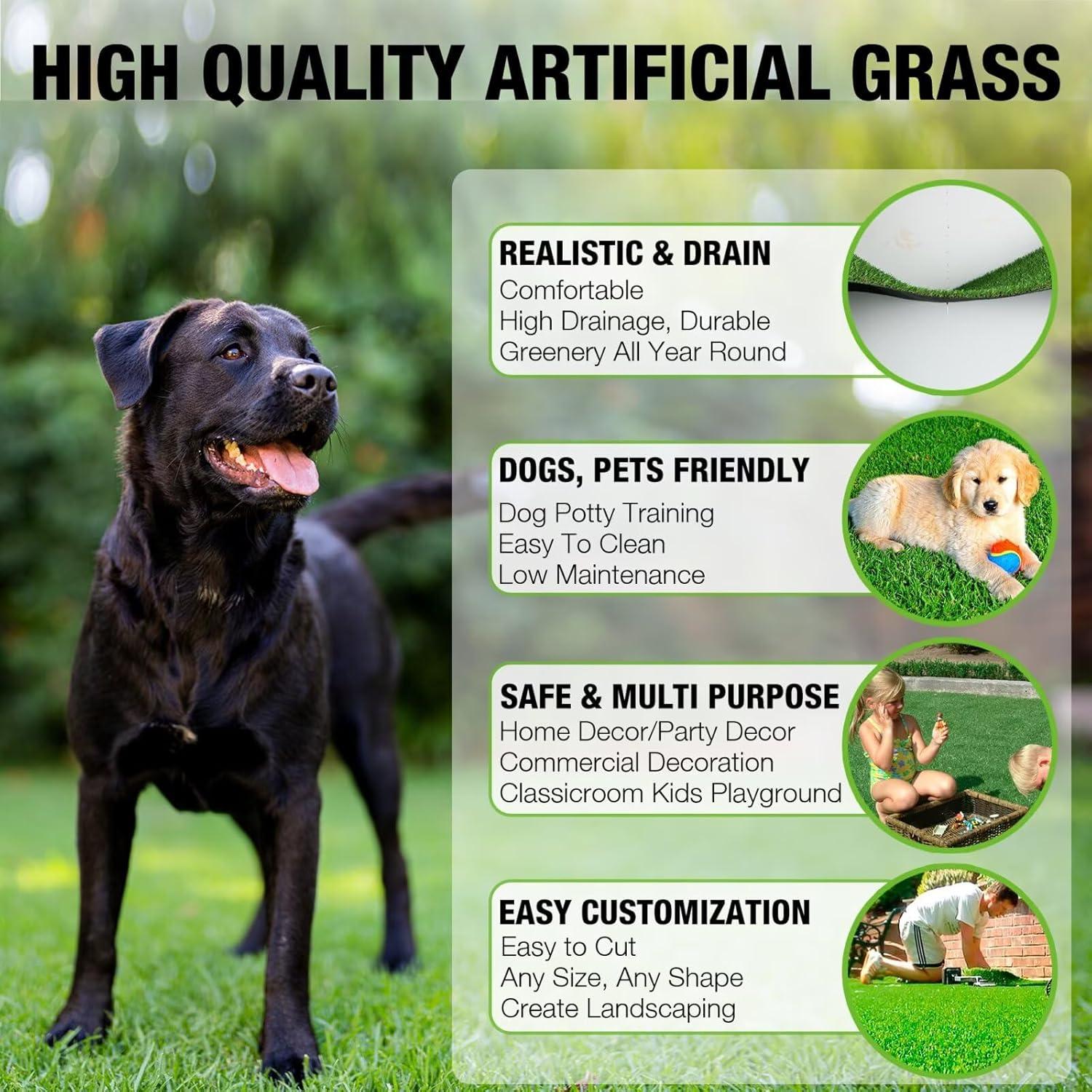 imageXLX TURF Artificial Grass Outdoor Turf Rug  4FT X 6FT High Density Realistic Fake Grass Carpet for Patio Balcony Indoor Flooring Decor 15mm06inch Low Pile Height