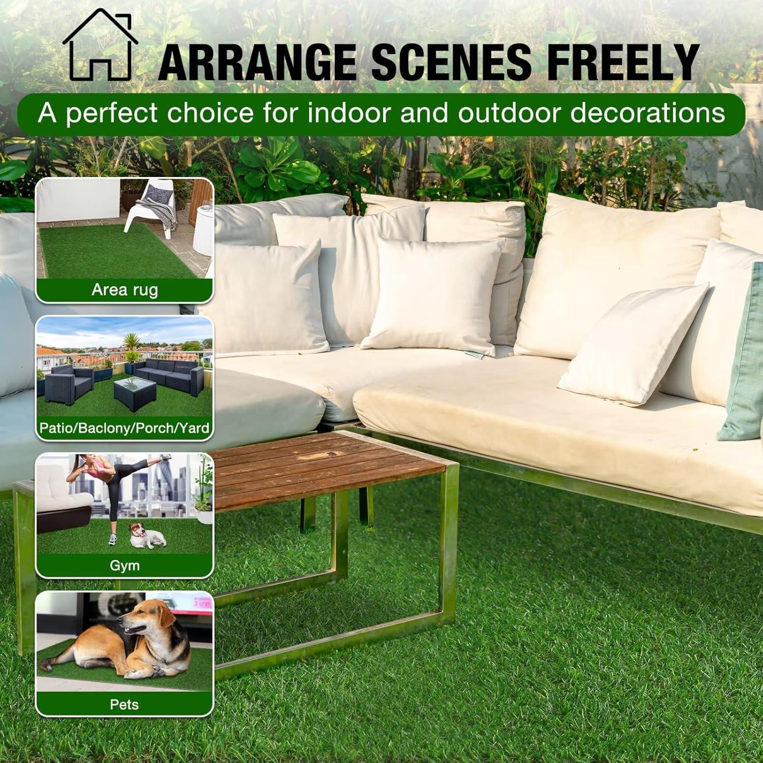 imageXLX TURF Artificial Grass Outdoor Turf Rug  4FT X 6FT High Density Realistic Fake Grass Carpet for Patio Balcony Indoor Flooring Decor 15mm06inch Low Pile Height