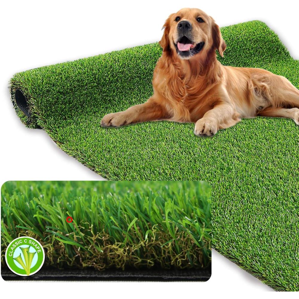 imageXLX TURF Realistic Artificial Grass Rug Indoor Outdoor Patio  3ft x 5ft Thick Fake Grass for Dogs Pet Turf Mat Decor Garden Synthetic Lawn Landscape with Drainage Hole6FT x 10FT 35mm