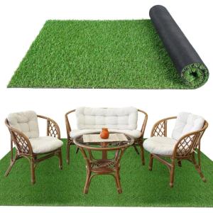 XLX TURF Artificial Grass Outdoor Turf Rug – 4FT X 6FT High Density Realistic Fake Grass Carpet for Patio Balcony Indoor Flooring Decor 15mm/0.6inch Low Pile Height