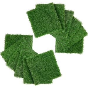 XLX TURF Artificial Grass Runner for Table 12 X 108 Inch, Green Faux Turf Decorate Golf Theme Summer Spring Party, Birthday, Wedding(12″x12″  Set of 12)