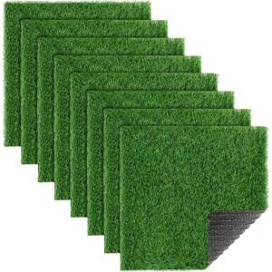 XLX TURF Artificial Grass Table Runner 12 x 36 Inches – Green Fake Grass Turf Table Runner for Golf Football Party Decorations Summer Wedding Tabletop Baby Shower(12×12/8PC)
