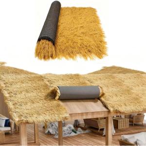 XLX TURF Artificial Thatch Straw Roof for Tiki Bar Hut – Waterproof & Fireproof Fake Hay Bales Material Western Party Decorations – Duck Blinds Grass Palapa Thatch Roofing- 10 ft x 15.74 in(35″ x 32′)