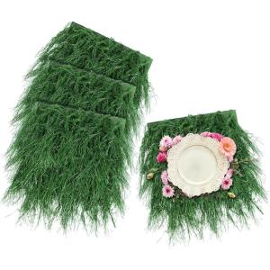 XLX TURF Green Thatch Grass Table Runner 13″ x 108″, Faux Straw Table Centerpiece Summer Party Decor, Wild One Birthday, Baby Shower, Wedding, Indoor Outdoor Use(Green Thatch Grass)