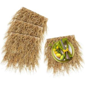 XLX TURF Green Thatch Grass Table Runner 13″ x 108″, Faux Straw Table Centerpiece Summer Party Decor, Wild One Birthday, Baby Shower, Wedding, Indoor Outdoor Use(Yellow Thatch Grass)