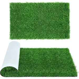 XLX TURF Realistic Artificial Turf Grass 8 FT X 10 FT – Large Fake Grass Carpet Indoor Outdoor Rug for Patio Balcony Dogs Pets Kennel Flooring Kids Playground – Low Pile(Green-1.38″ High Pile)